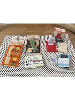 Vintage Sewing Accessories Lot, Sewing Machine And Hand Needles Tape & threader